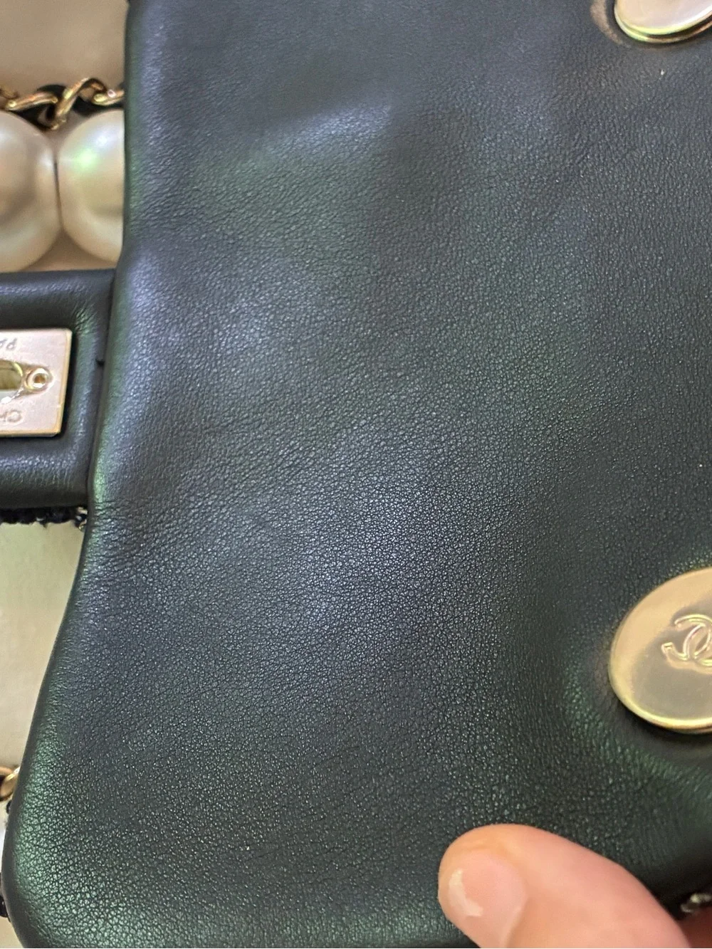 Chanel Black Sequined Pearl-Handle classic flap Mini Shoulder Bag runway